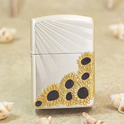 Zippo Silver-Plated 'Sunflower Radiance' Design 162-DS30