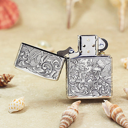 Zippo Silver-Plated 'Tang Grass Dragon' (Bamboo Box Edition) 162-DS50