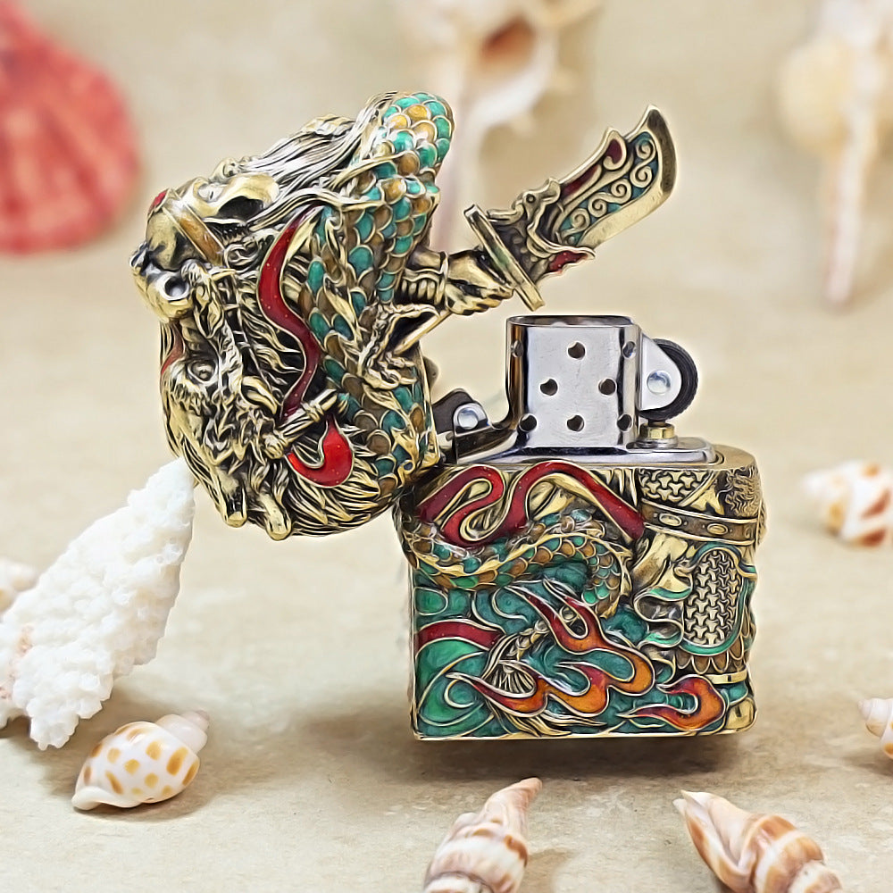 Zippo Silver and Gold Case Set Guan Yu God of War - CM26