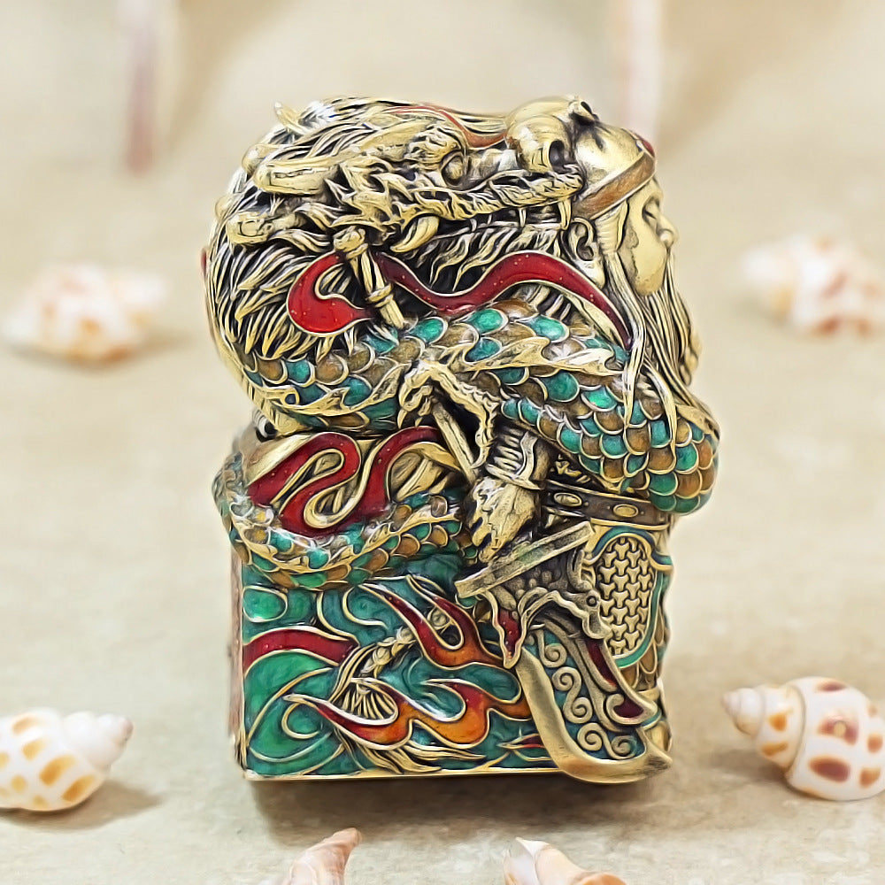 Zippo Silver and Gold Case Set Guan Yu God of War - CM26