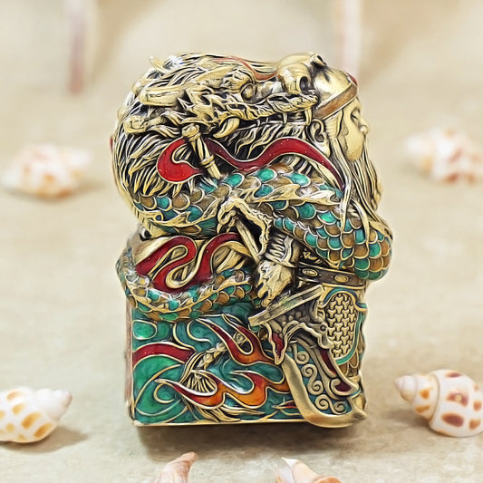 Zippo Silver and Gold Case Set Guan Yu God of War - CM26