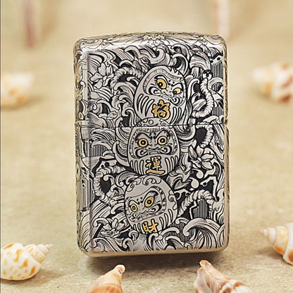 Zippo Silver and Gold Deep Carved Koi Fish in Waves - CM04