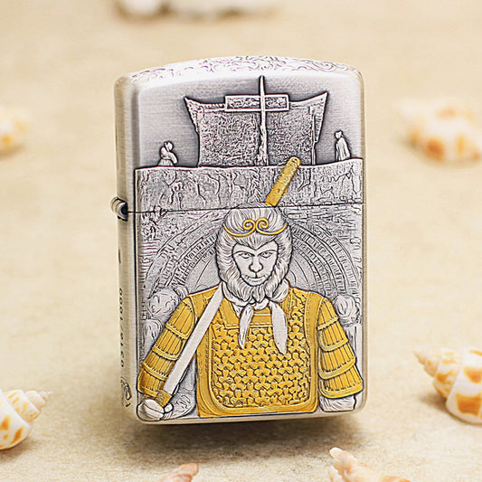 Zippo Silver and Gold Deep Carved Monkey King Figure - SC13