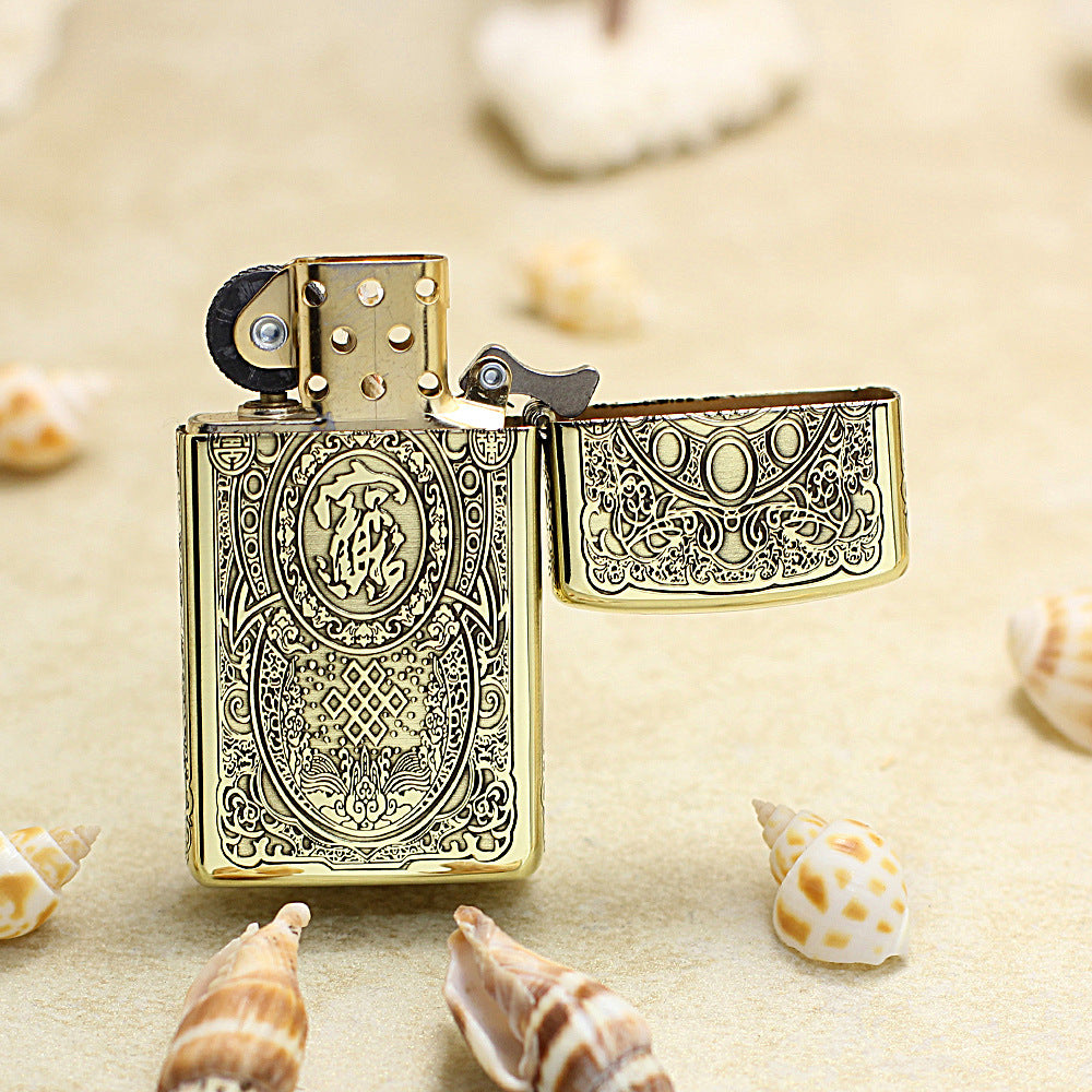 Zippo Slim Antique Brass Wealth-Attracting Pi Xiu - CC50