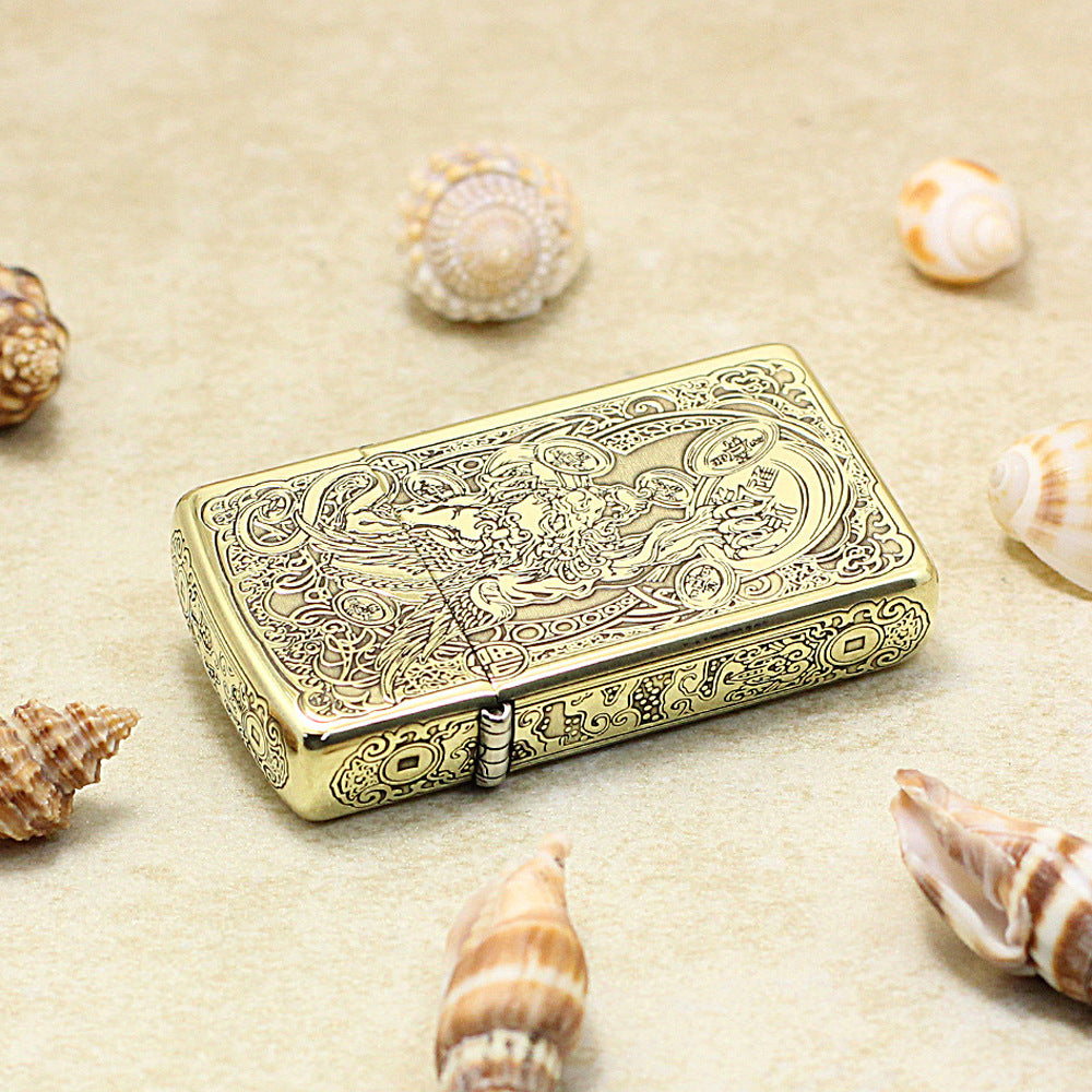 Zippo Slim Antique Brass Wealth-Attracting Pi Xiu - CC50