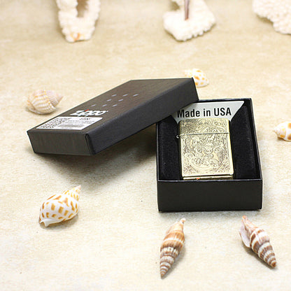 Zippo Slim Antique Brass Wealth-Attracting Pi Xiu - CC50