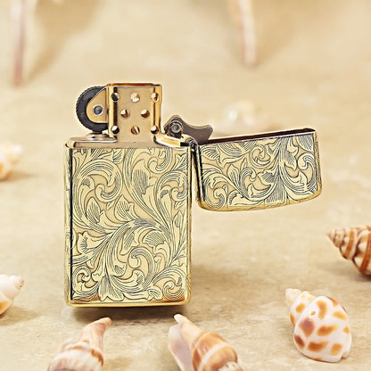 Zippo Slim High Polish Brass Grand Scrollwork No. 0888 - CC49