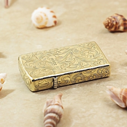 Zippo Slim High Polish Brass Grand Scrollwork No. 0888 - CC49