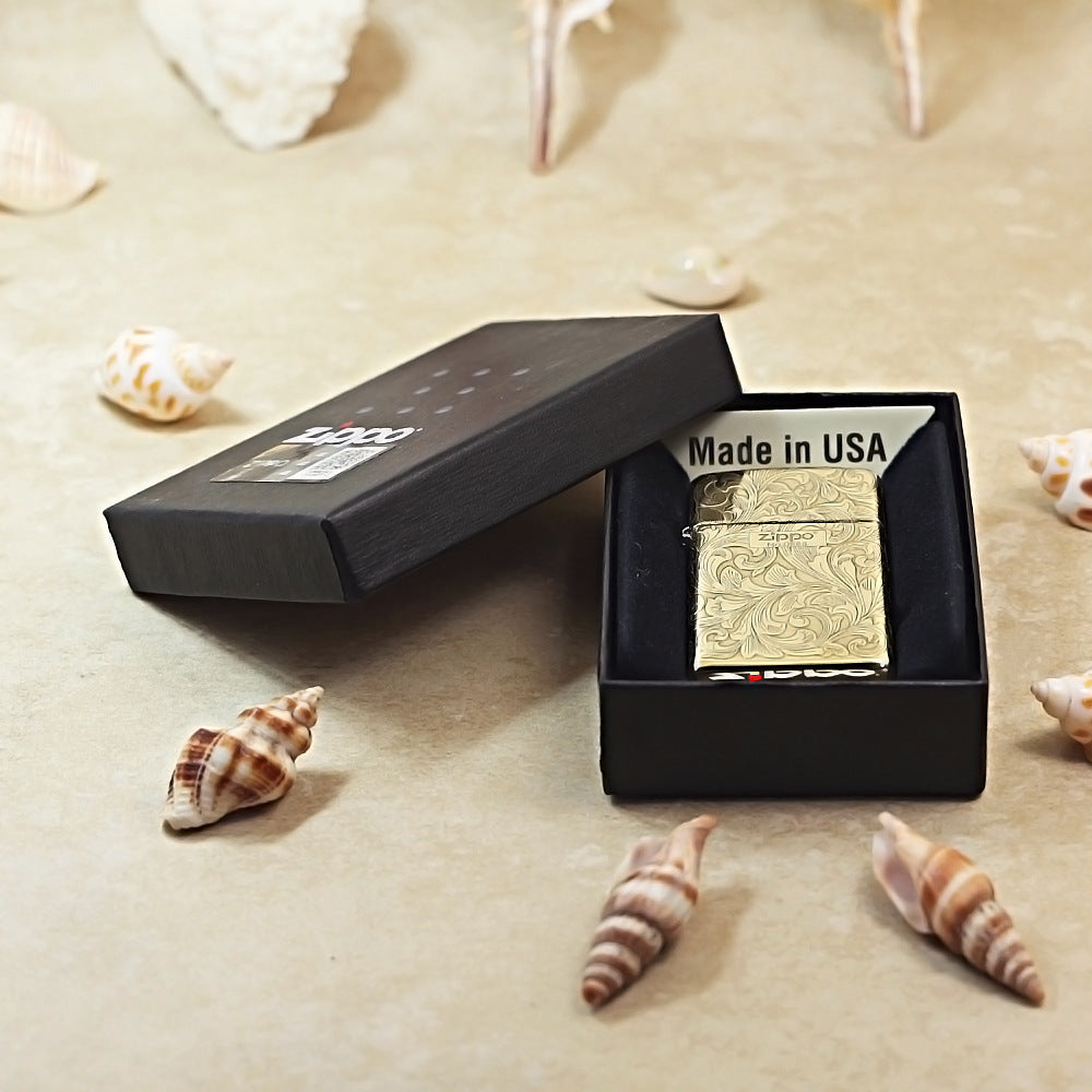 Zippo Slim High Polish Brass Grand Scrollwork No. 0888 - CC49