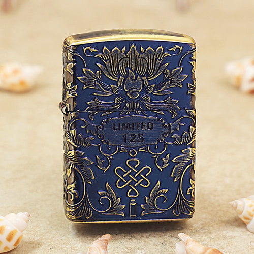 Zippo Smoked Blue Ruyi Peony Limited Edition - CC54