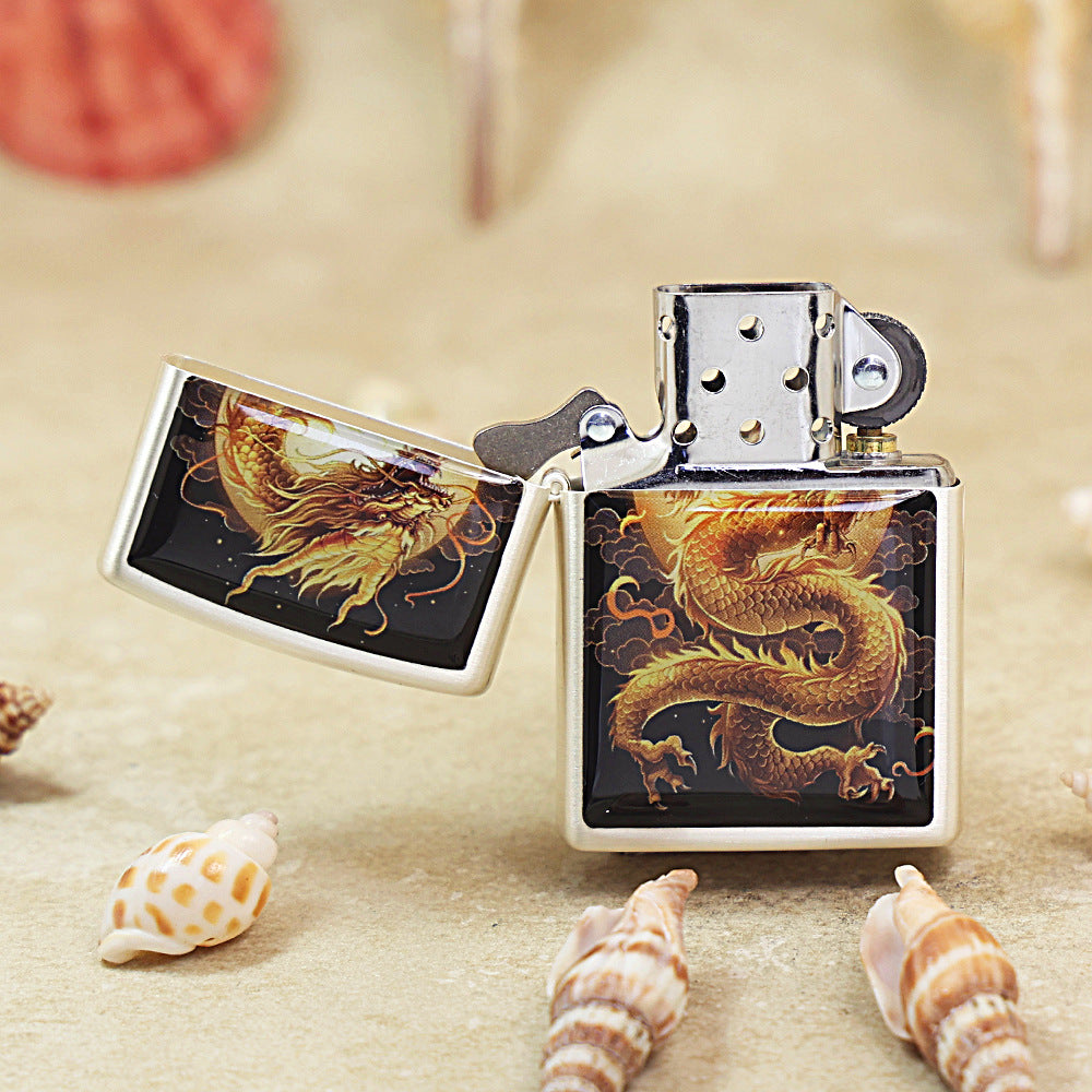 Zippo Smoked Chrome 'Flying Dragon In The Sky' - DS127