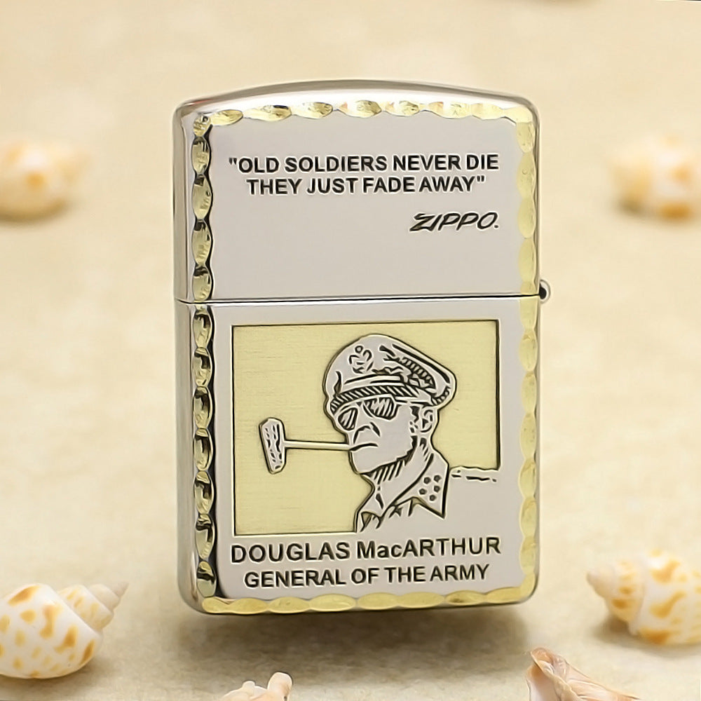 Zippo Textured Edge Engraved General Douglas MacArthur - SC15