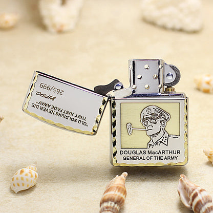 Zippo Textured Edge Engraved General Douglas MacArthur - SC15