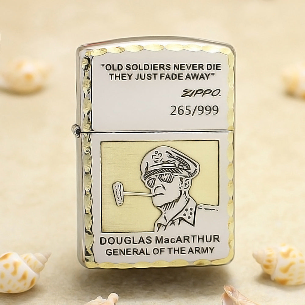 Zippo Textured Edge Engraved General Douglas MacArthur - SC15