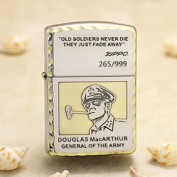 Zippo Textured Edge Engraved General Douglas MacArthur - SC15