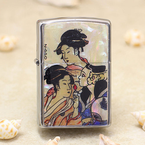 Zippo Three Geishas Mother-of-Pearl Inlay (Shell Beauty Series) - JP08