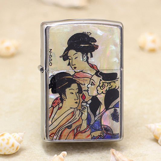 Zippo Three Geishas Mother-of-Pearl Inlay (Shell Beauty Series) - JP08