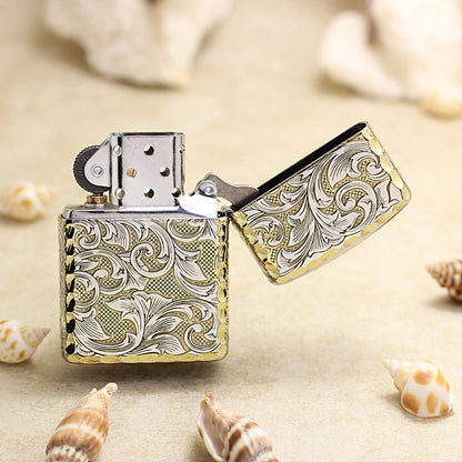 Zippo Two Tone Deep Carved Arabesque Pin-Up Girl in the Wind - SC07