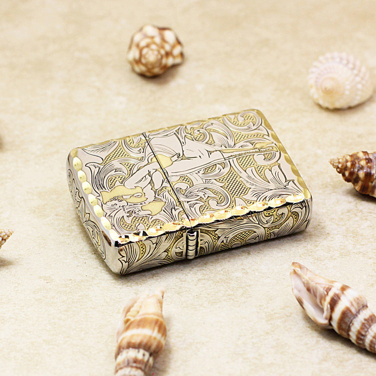 Zippo Two Tone Deep Carved Arabesque Pin-Up Girl in the Wind - SC07