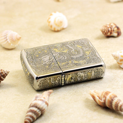 Zippo Two-Tone Deep Carved Imperial Dragon and Fortune Symbol - SC27