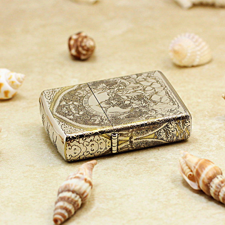 Zippo Two Tone Deep Carved Victorious Fighting Buddha Lotus - SC20
