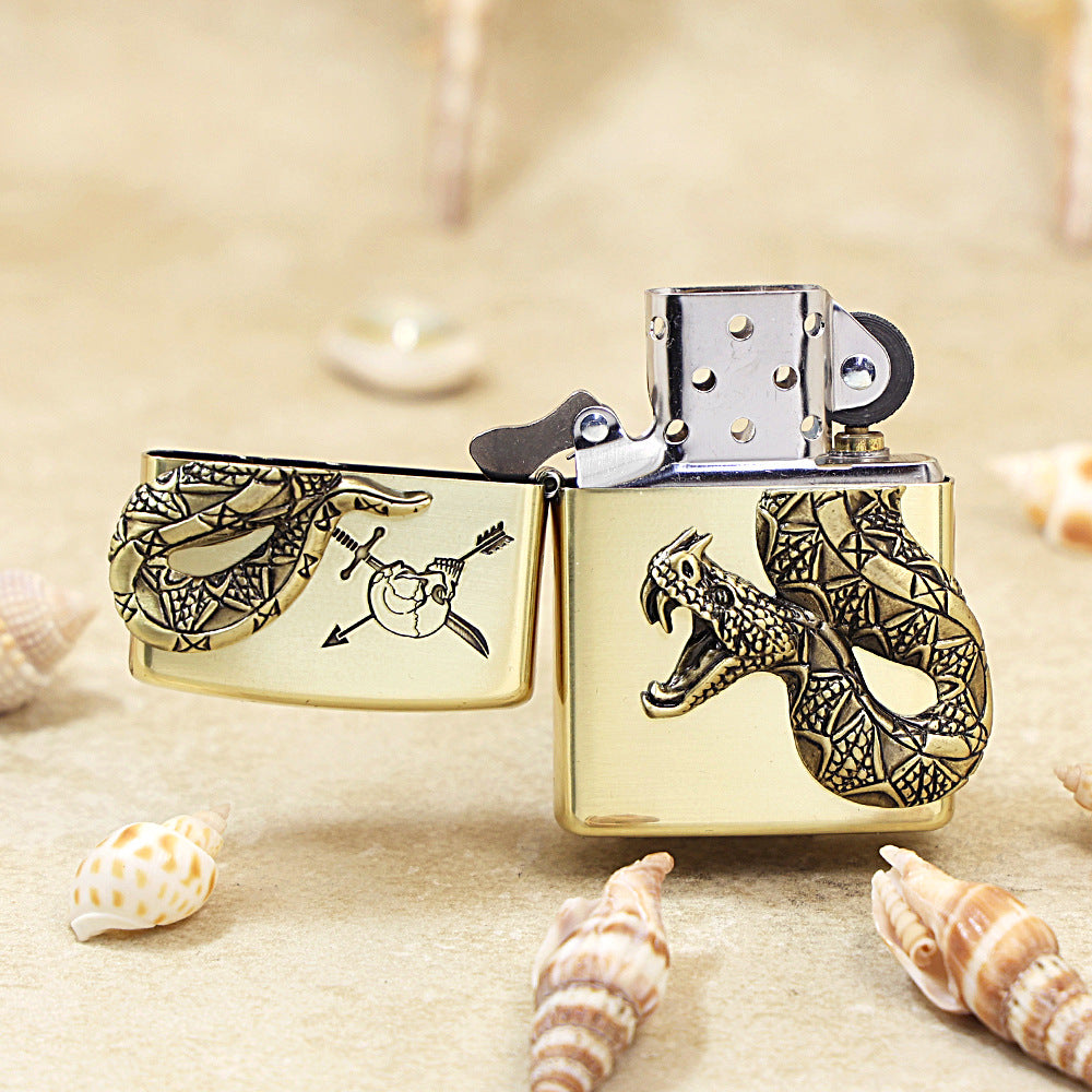 Zippo Venomous Snake Emblem Antique Brass - JP49