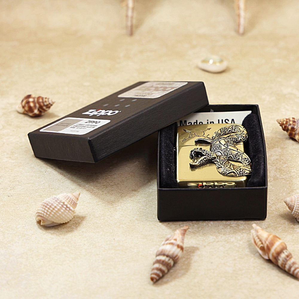 Zippo Venomous Snake Emblem Antique Brass - JP49