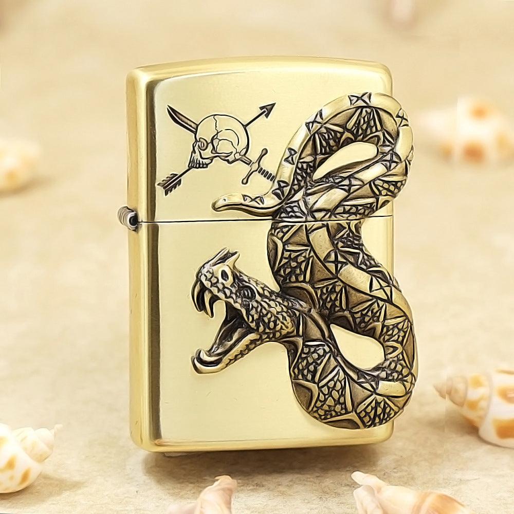 Zippo Venomous Snake Emblem Antique Brass - JP49
