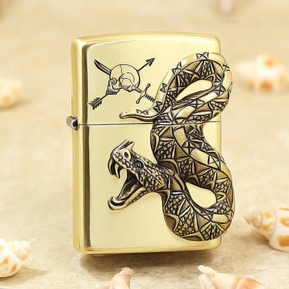 Zippo Venomous Snake Emblem Antique Brass - JP49