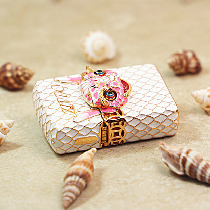 Zippo White Scale Enamel Case Set Pink Dragon Head - CM01