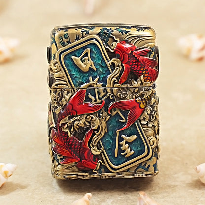 Zippo Antique Brass Cool Millionaire Fortune Cat Shell Case - CM89