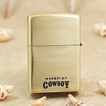 Zippo Antique Brass Cowboy Bar Western Saloon Emblem Lighter - DS174