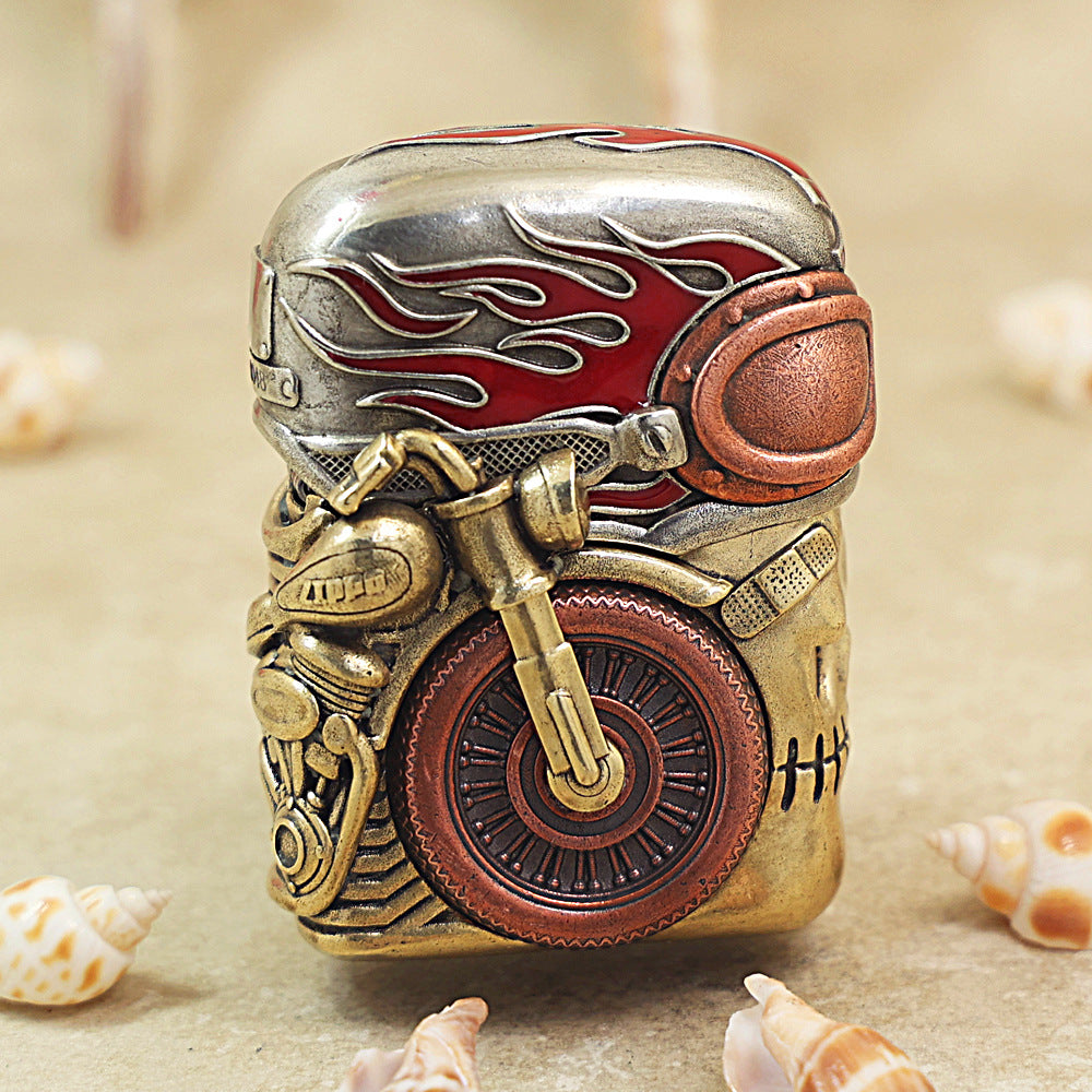 Zippo Antique Brass Fearless Knight Biker Shell Case - CM58