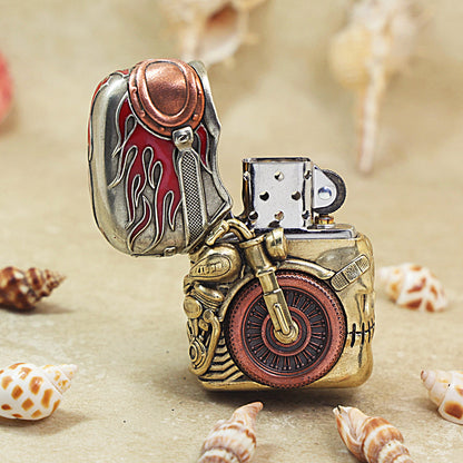 Zippo Antique Brass Fearless Knight Biker Shell Case - CM58