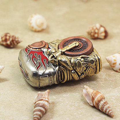 Zippo Antique Brass Fearless Knight Biker Shell Case - CM58