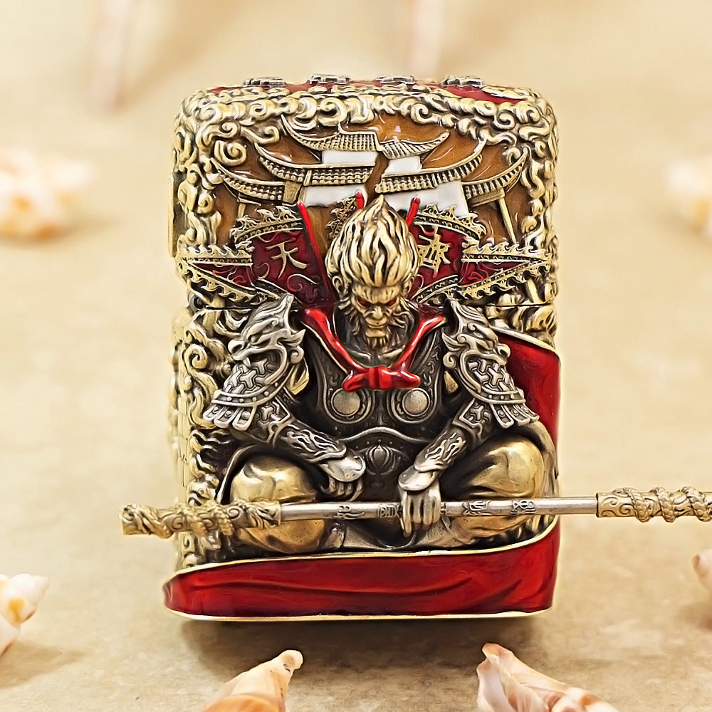 Zippo Antique Brass Havoc in Heaven Sun Wukong Shell Case - CM87