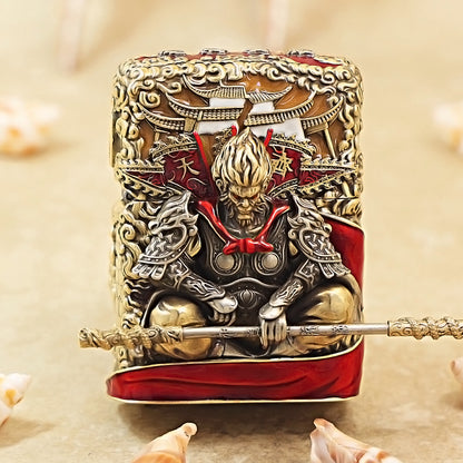Zippo Antique Brass Havoc in Heaven Sun Wukong Shell Case - CM87