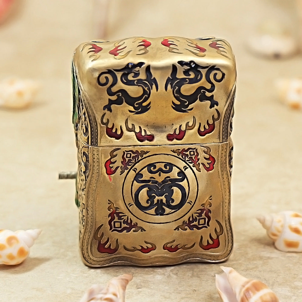 Zippo Antique Brass Luminous Sun Wukong Fighting Buddha Shell Case - CM92