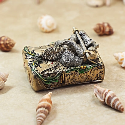 Zippo Antique Brass Luminous Sun Wukong Fighting Buddha Shell Case - CM92