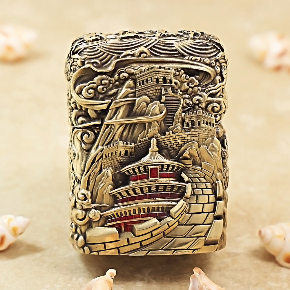 Zippo Antique Brass Majestic Pass Guardian Lion Shell Case - CM63