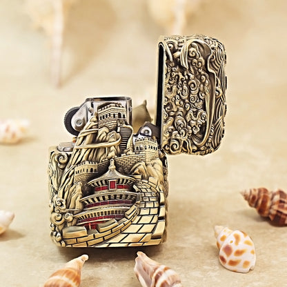 Zippo Antique Brass Majestic Pass Guardian Lion Shell Case - CM63