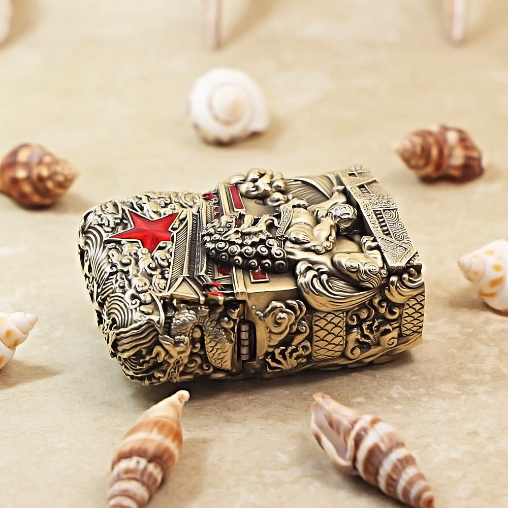 Zippo Antique Brass Majestic Pass Guardian Lion Shell Case - CM63