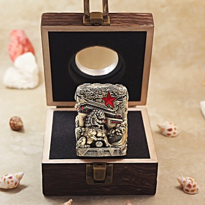 Zippo Antique Brass Majestic Pass Guardian Lion Shell Case - CM63