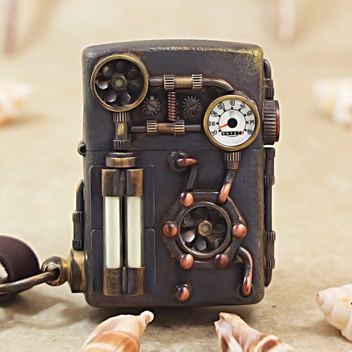 Zippo Antique Brass Steampunk Industrial Gauge - DS176