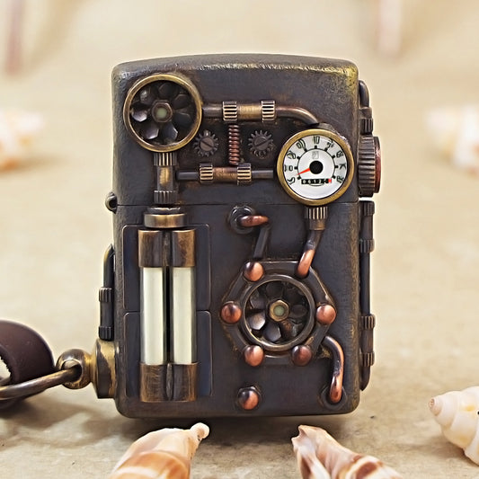 Zippo Antique Brass Steampunk Industrial Gauge - DS176