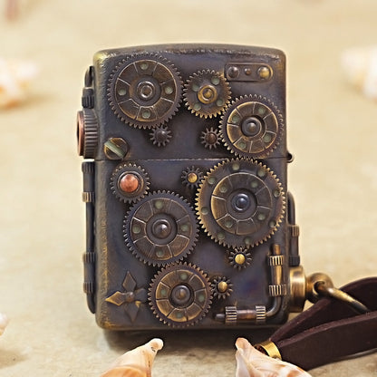 Zippo Antique Brass Steampunk Industrial Gauge - DS176