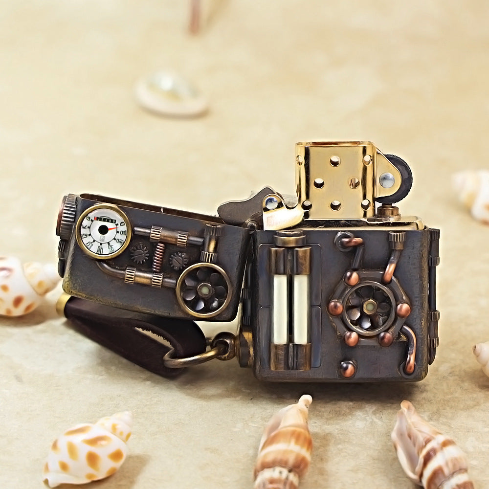 Zippo Antique Brass Steampunk Industrial Gauge - DS176