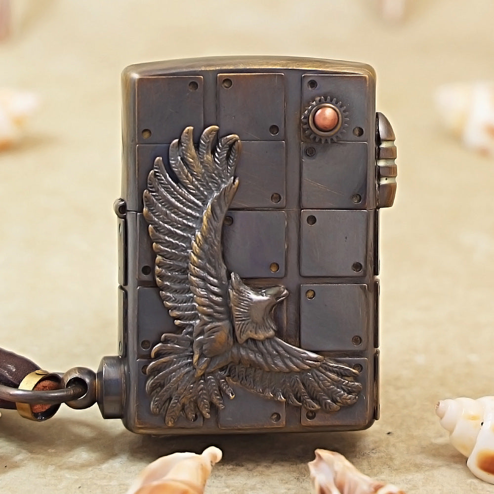 Zippo Antique Brass Steampunk Industrial Soaring Eagle - DS177