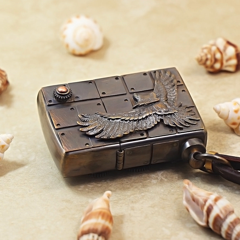 Zippo Antique Brass Steampunk Industrial Soaring Eagle - DS177