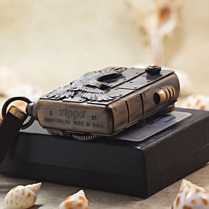 Zippo Antique Brass Steampunk Industrial Soaring Eagle - DS177